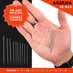 Agulha de Mão para Costura - Vários Tamanhos - com 100 Unidades -Ideal para Artesanato e Reparos -MN