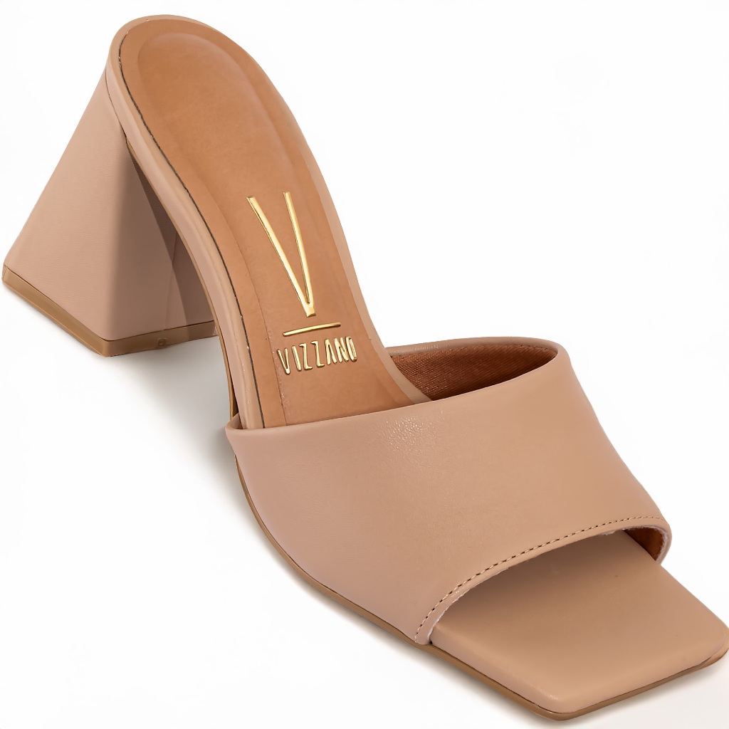 Sandália Vizzano Tamanco Salto Alto Quadrado Original 6464 Bege em Oferta na Shopee