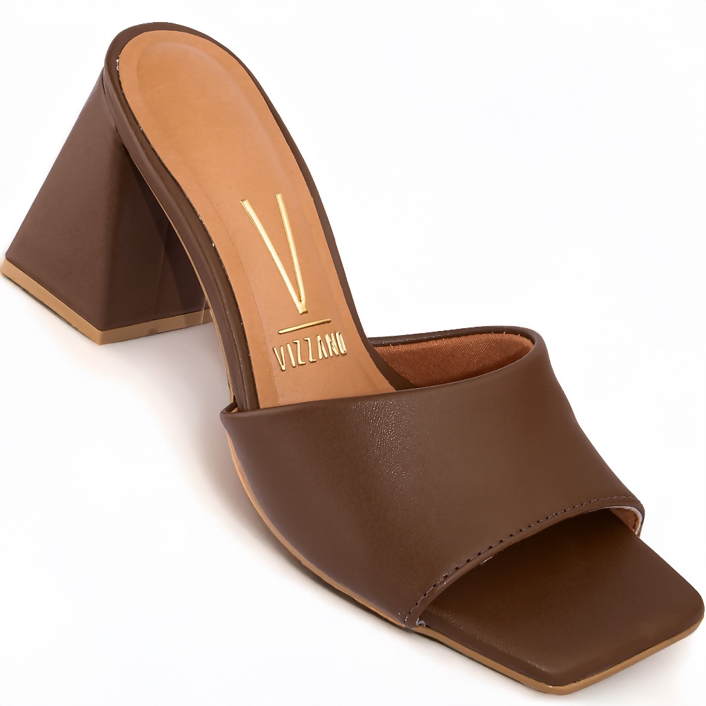 Sandália Vizzano Tamanco Salto Alto Quadrado Original 6464 Capuccino em Oferta na Shopee