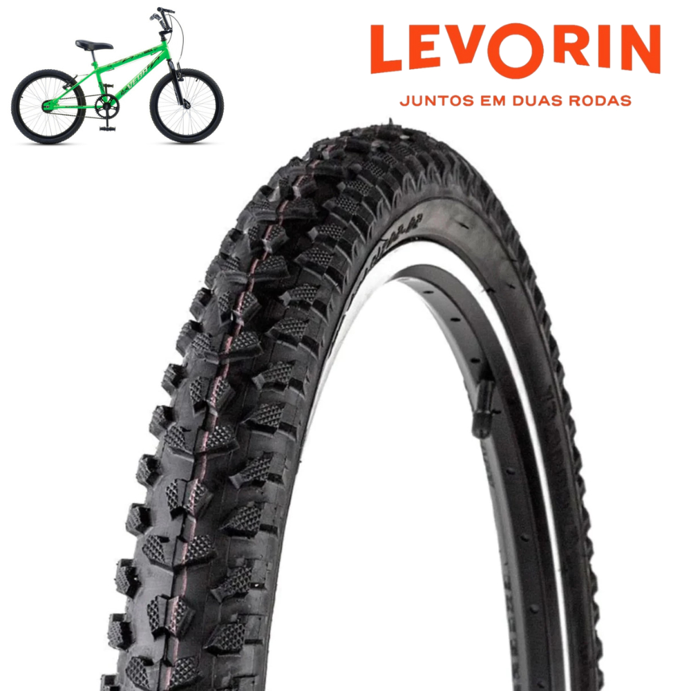Pneu Bicicleta Aro 20x1.75 Bmx Cross Levorin Excess Mtb Top Cor Preto