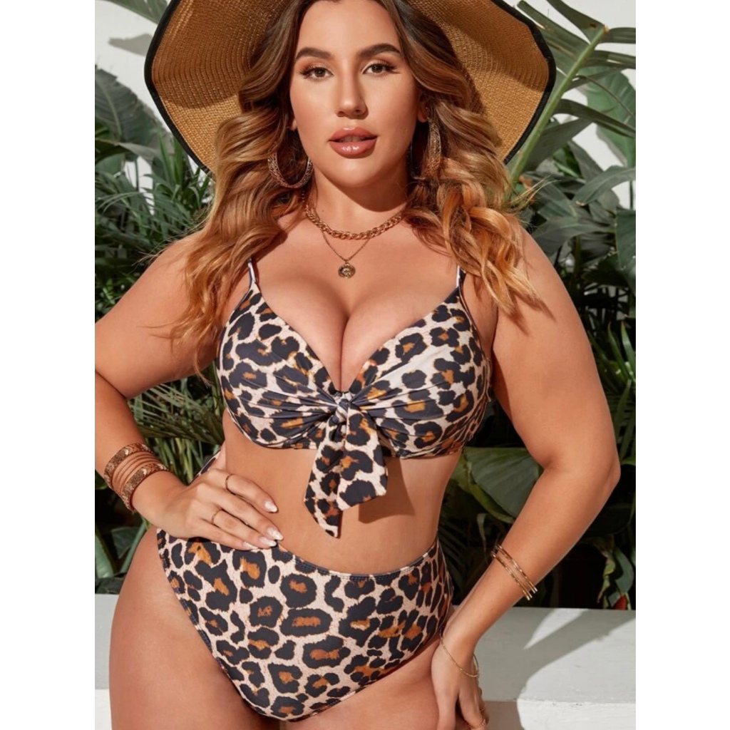 Biquini plus size Oncinha Alcinha Laço de amarrar feminino Lançamento  cintura alta