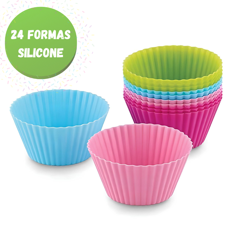 Kit 24 Forminhas Assadeira para Bolinho de Silicone