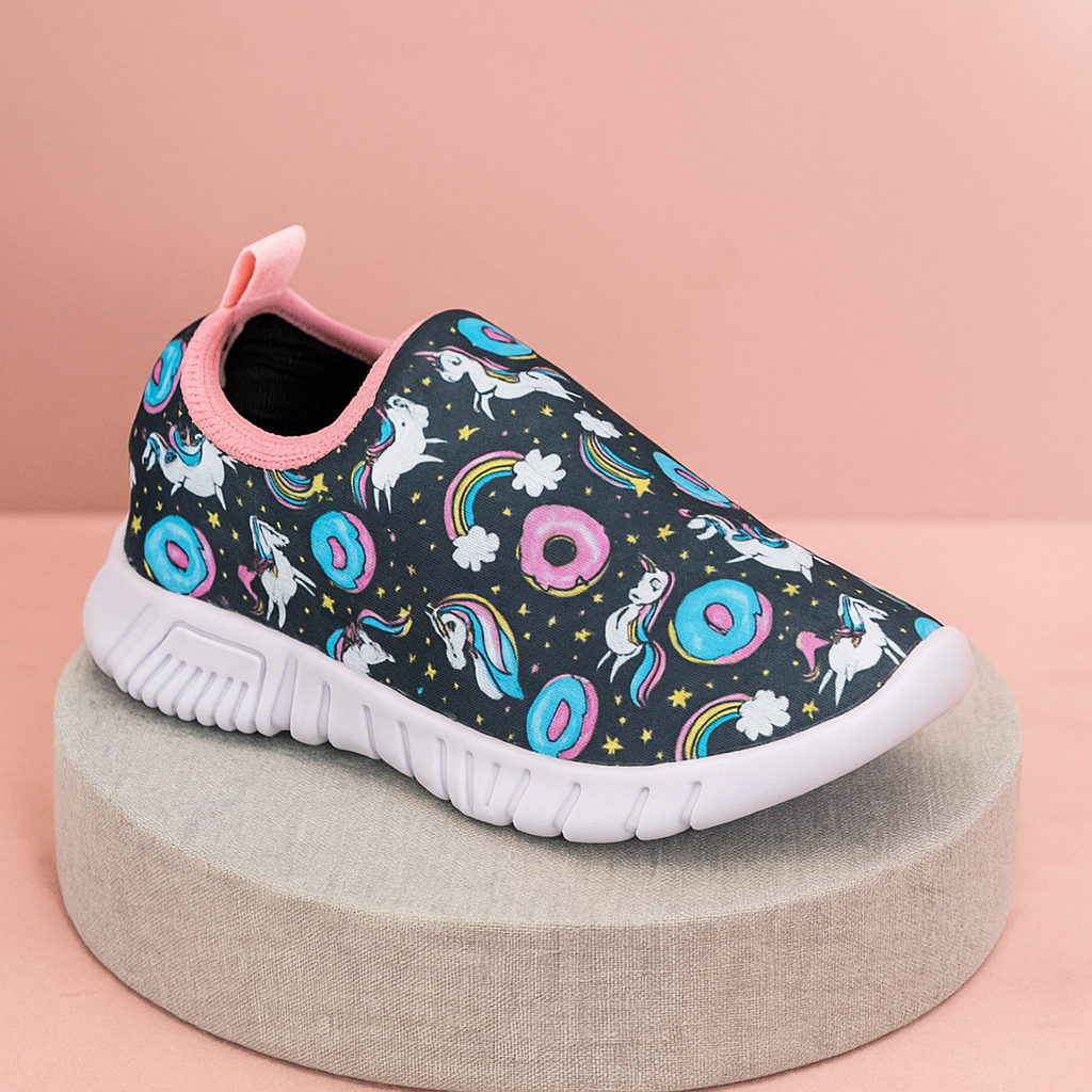 Tênis Infantil Escolar Calce Facil Leve Confortável Unicornio Arco-iris Sapato Menina Chinelo Rasteira Papete Sandália