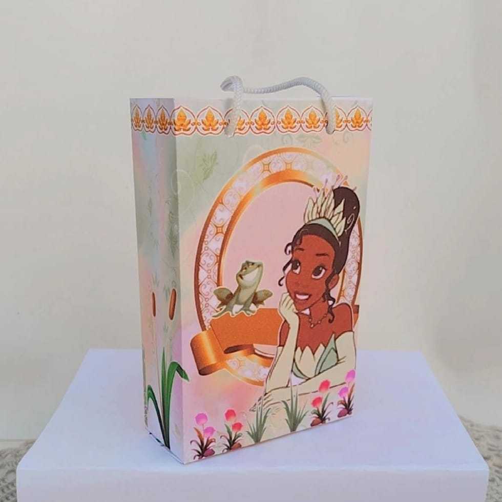 Kit Sacolinha Surpresa Festa Infantil Personalizado Princesa TIANA Lembrancinhas