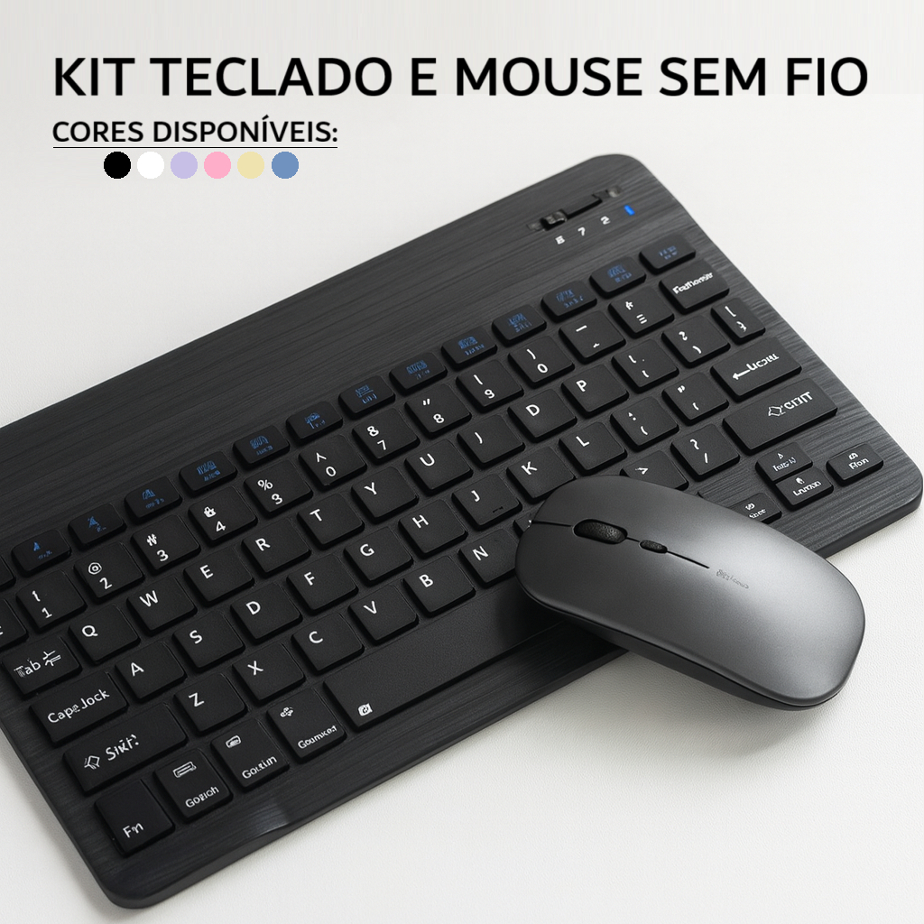 Kit Teclado e Mouse Sem Fio Bluetooth Ultrafino Portátil Recarregável Celular Notebook Computador em Oferta na Shopee