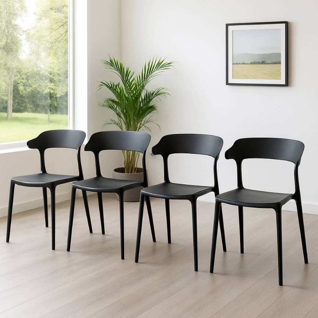 Kit 4 Cadeiras Modernas para Sala de Jantar e Áreas Externas