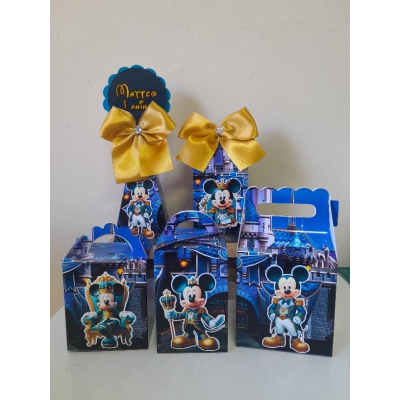 Kit pegue e monte personalizado tema Mickey realeza/lembrancinhas aniversário/caixinhas surpresa