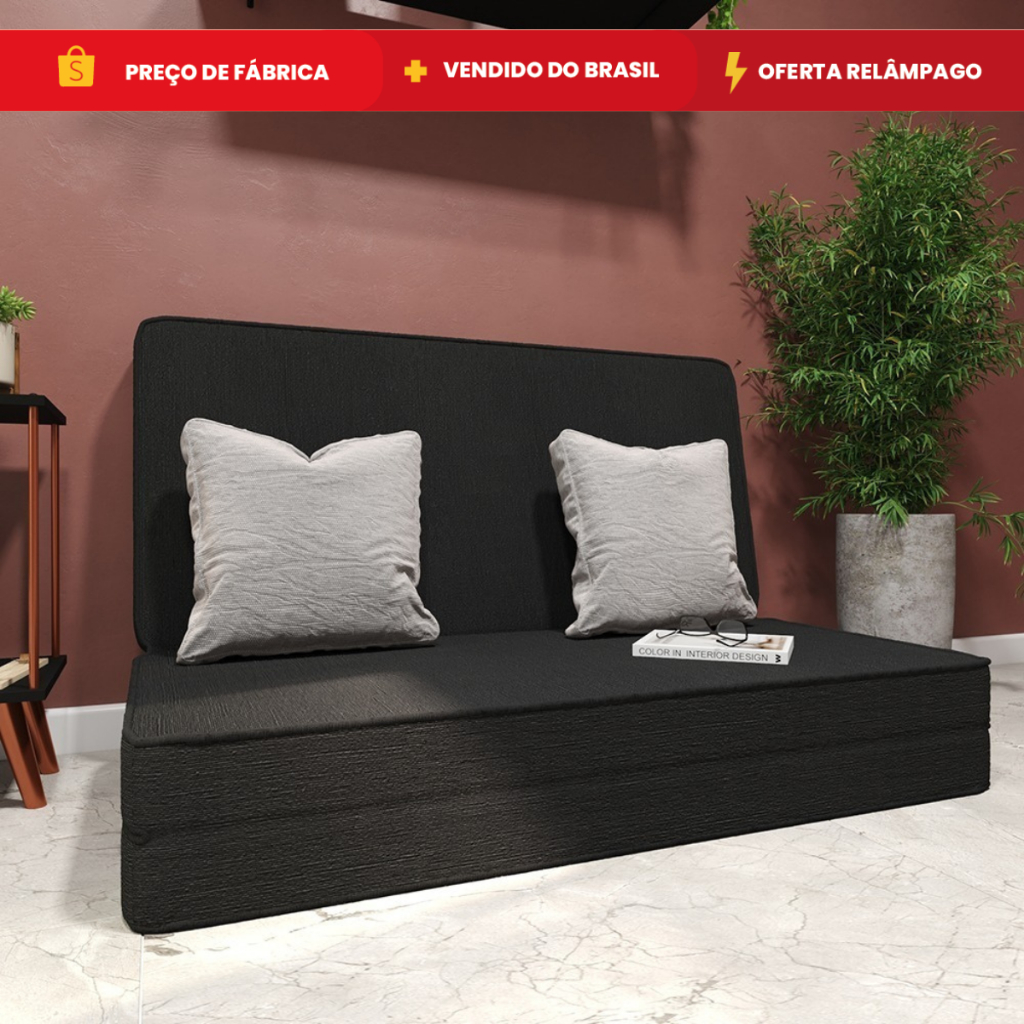 Puff Sofá 3 em 1 Multiuso Colchão Tamanho Casal Ou Solteiro Sala Quarto  - QUEIMA DE ESTOQUE Móveis Bonatto em Oferta na Shopee