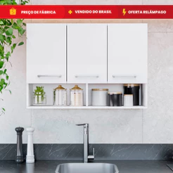 Armário de Cozinha 2 ou 3 Portas Modular Multiuso Organizador com Nicho - Móveis Bonatto
