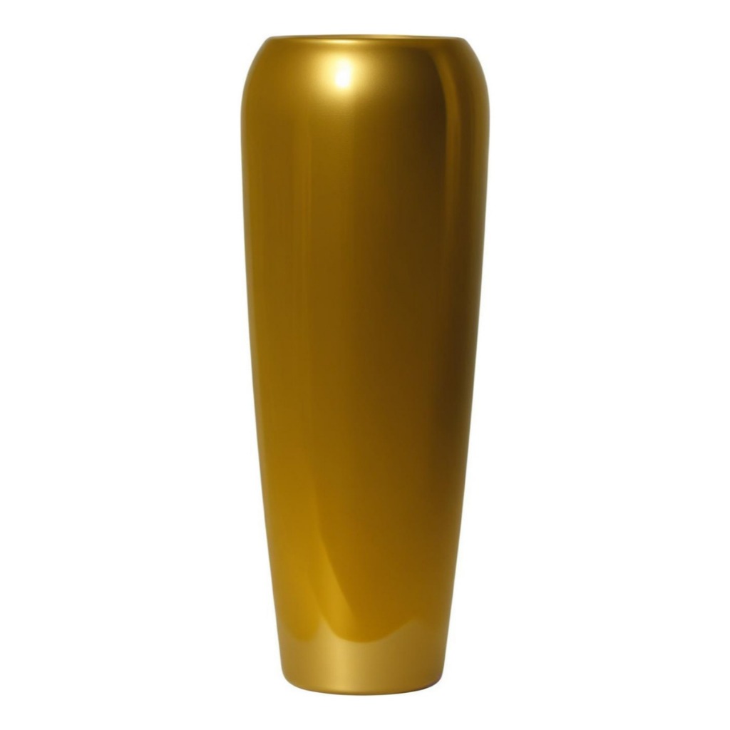 Kit 2 Vasos Fibra Vidro Vietnamita Jardim Cor Dourado 76cm Dourado Liso  Kit 2 Vasos Fibra Vidro Vietnamita Jardim Cor D