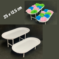 Bandeja 25cm Escadinha  Branco 2 Andares Oval Borda Tipo Pérola Doce Decoração Festas