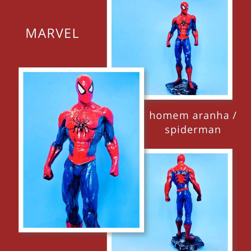 Boneco Spider Man Homem Aranha Marvel Decoração Colecionável em Resina