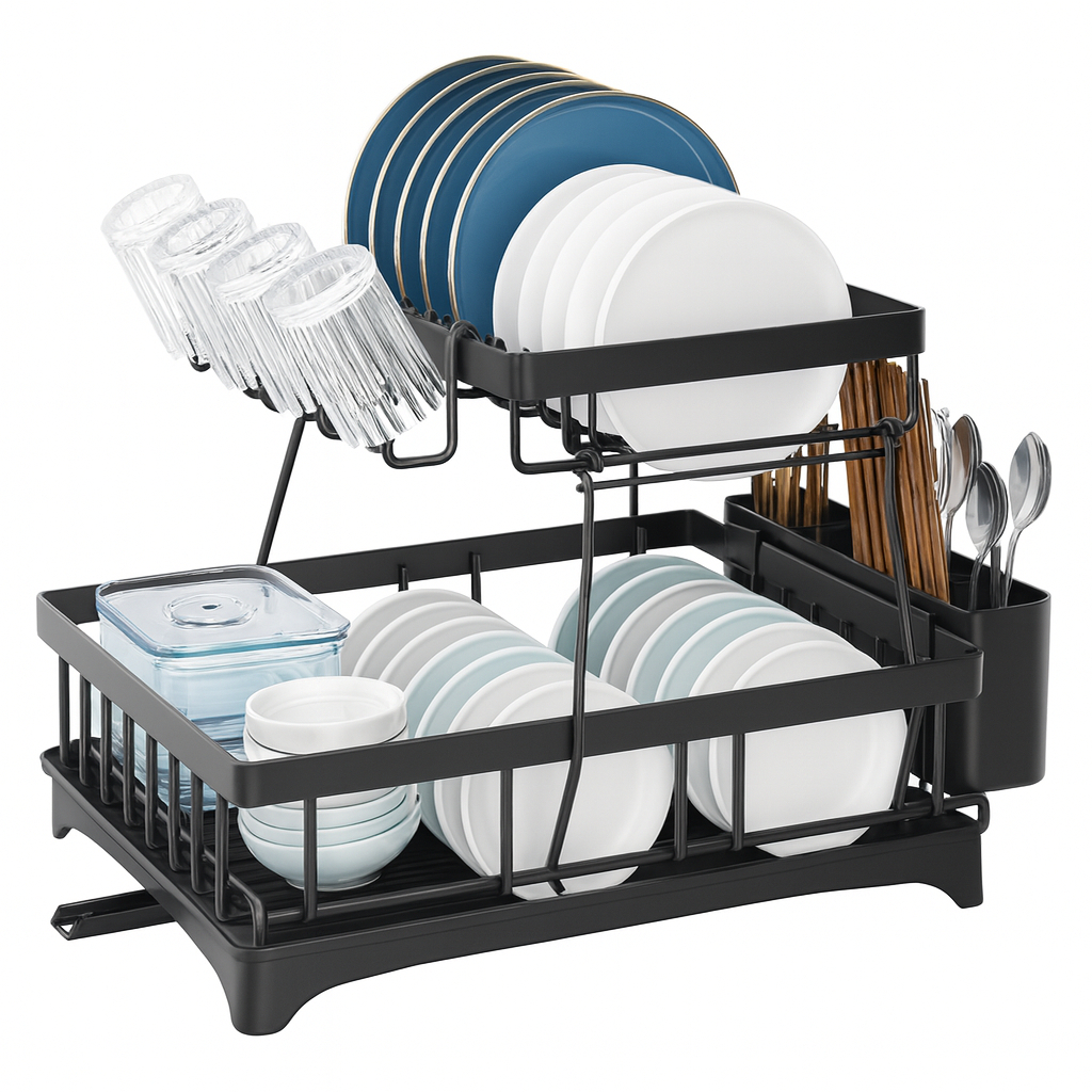 Escorredor de Louças Rack Aço Carbono Organizador Preto