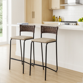 Kit 2 Banqueta Alta Decorativa Junco Trançado Estrutura Reforçada para Balcão Casa Gourmet Moderna em Oferta na Shopee