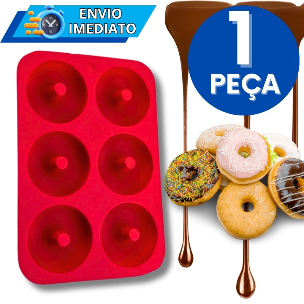 Forma de Donuts Molde 6 Cavidades De Silicone Premium Resistente Para Rosquinhas Pudim Donuts Doces Mini Bolo