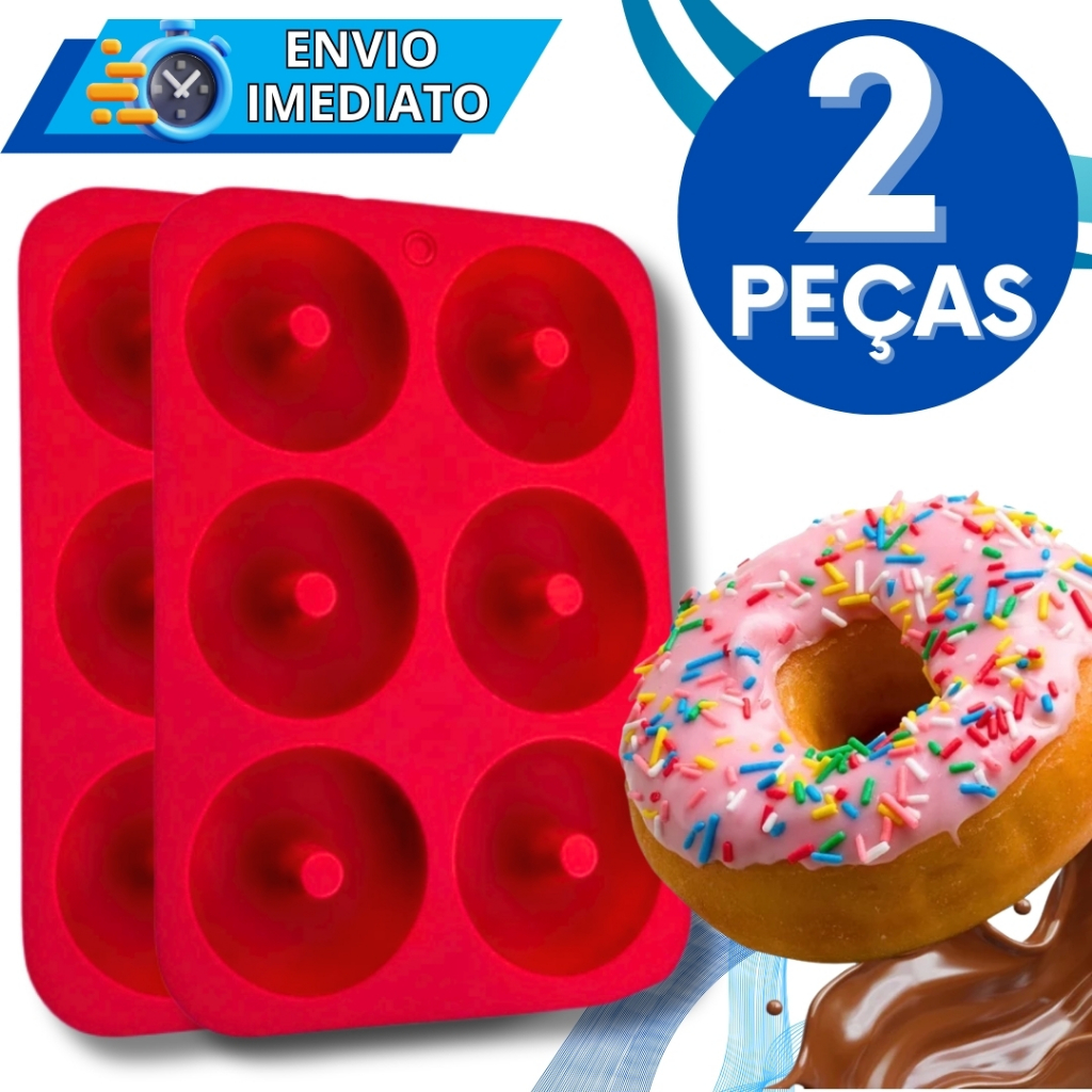 KIT Jogo 2 Forma de Donuts Molde 6 Cavidades De Silicone Premium Resistente Para Rosquinhas Pudim Donuts Doces Mini Bolo