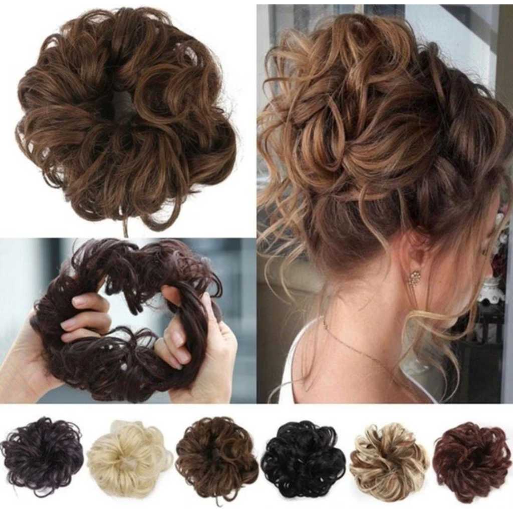 Extensão de Cabelo Sintético Estilo Coque/ Xuxinha/ Elástico/ Rabicó e Prendedor Aplique