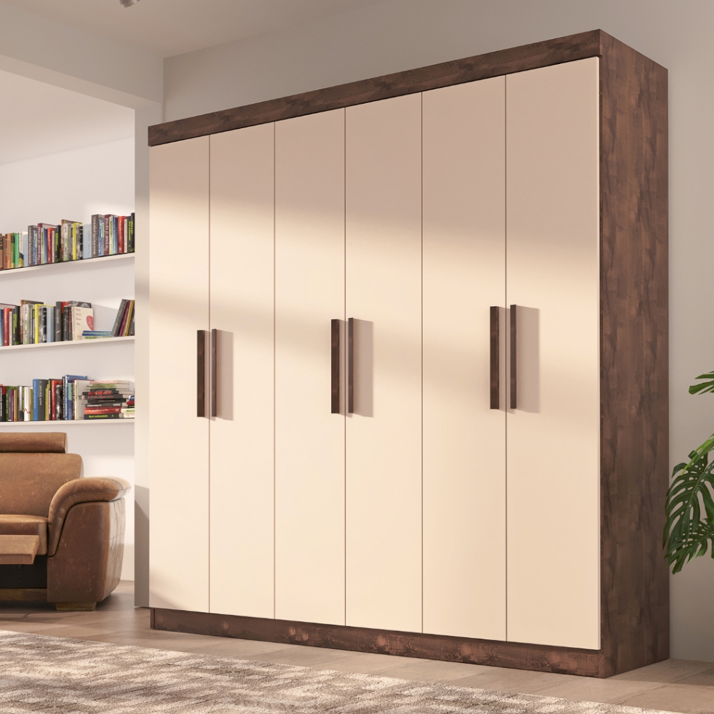 Guarda Roupa Casal Lisboa 6 Portas 2 Gavetas em Oferta na Shopee