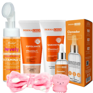 Kit skin care vitamina c limpeza de pele completo serum clareador em Oferta na Shopee