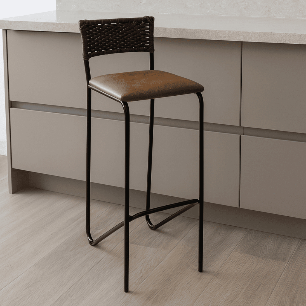 Banqueta Alta Decorativa Junco Trançado Moderna e Sofisticada para Balcão e Cozinha