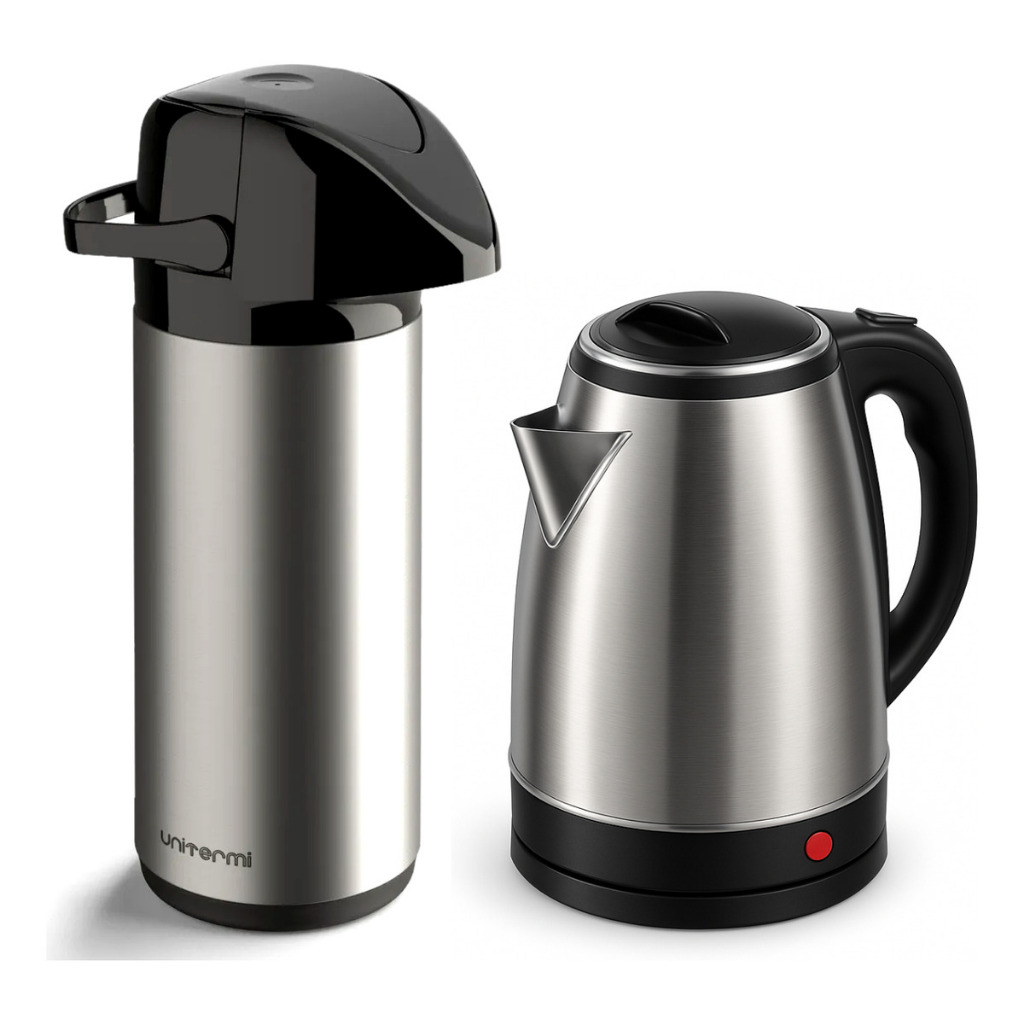 Kit Garrafa Térmica 1L + Chaleira Elétrica 1,8L 110v OU 220v - Unitermi
