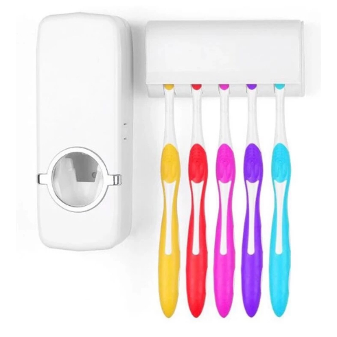 Dispenser de Creme Dental Pasta de Dente Suporte Escova Dente BRANCO