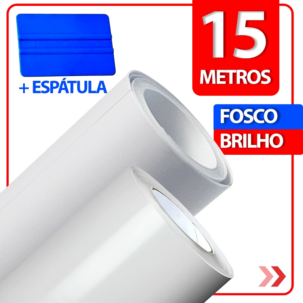 15 Metros Adesivo Branco para Móveis, Geladeira, Fogão e Decoração + Espátula para Aplicação