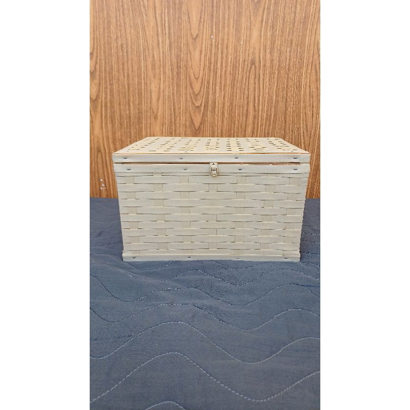 Baú Organizadora de Sintético Nº3 Cor Palha 33x26x18,5cm com Tampa em Oferta na Shopee