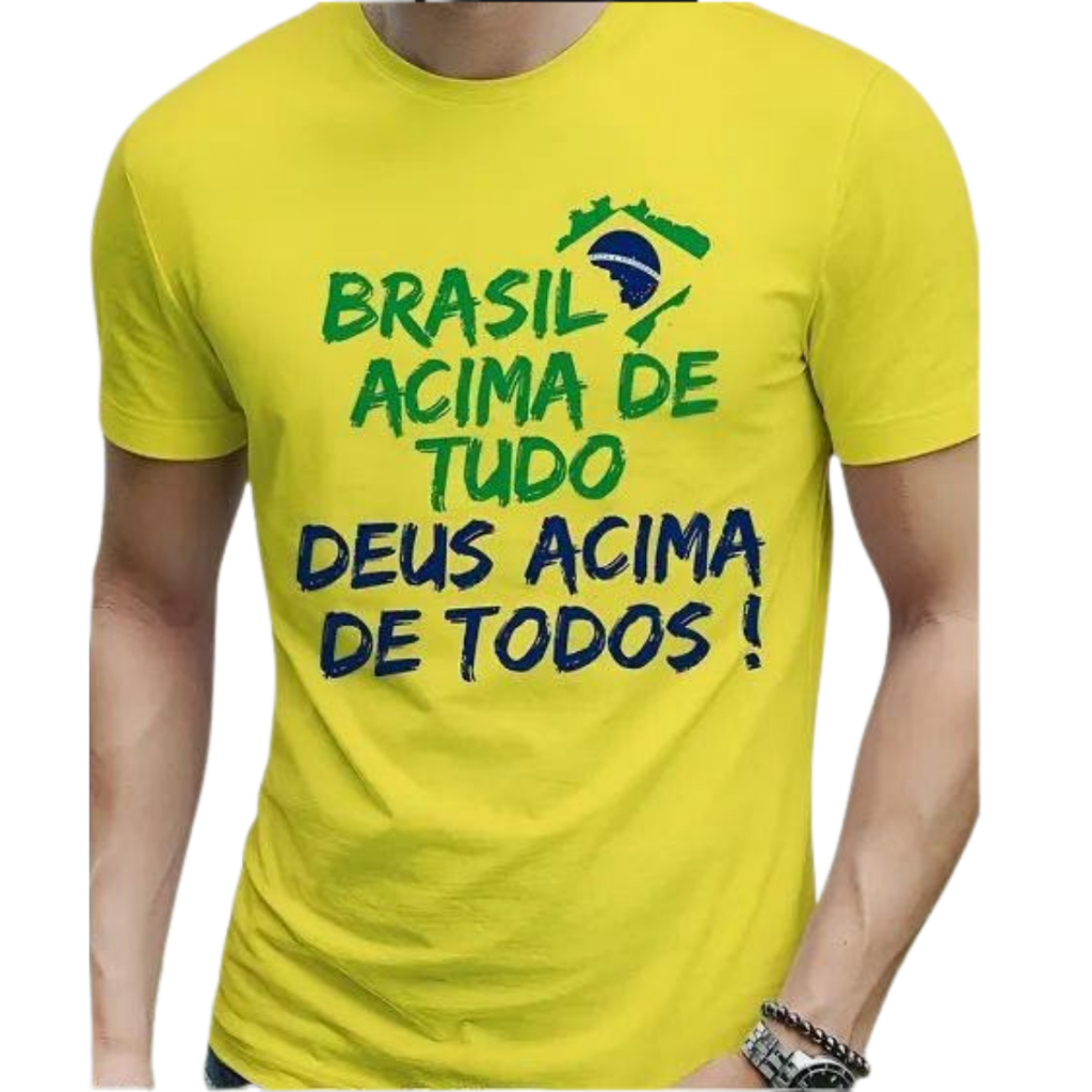 Camiseta Masculina Bolsonaro Brasil Acima De Tudo Militar