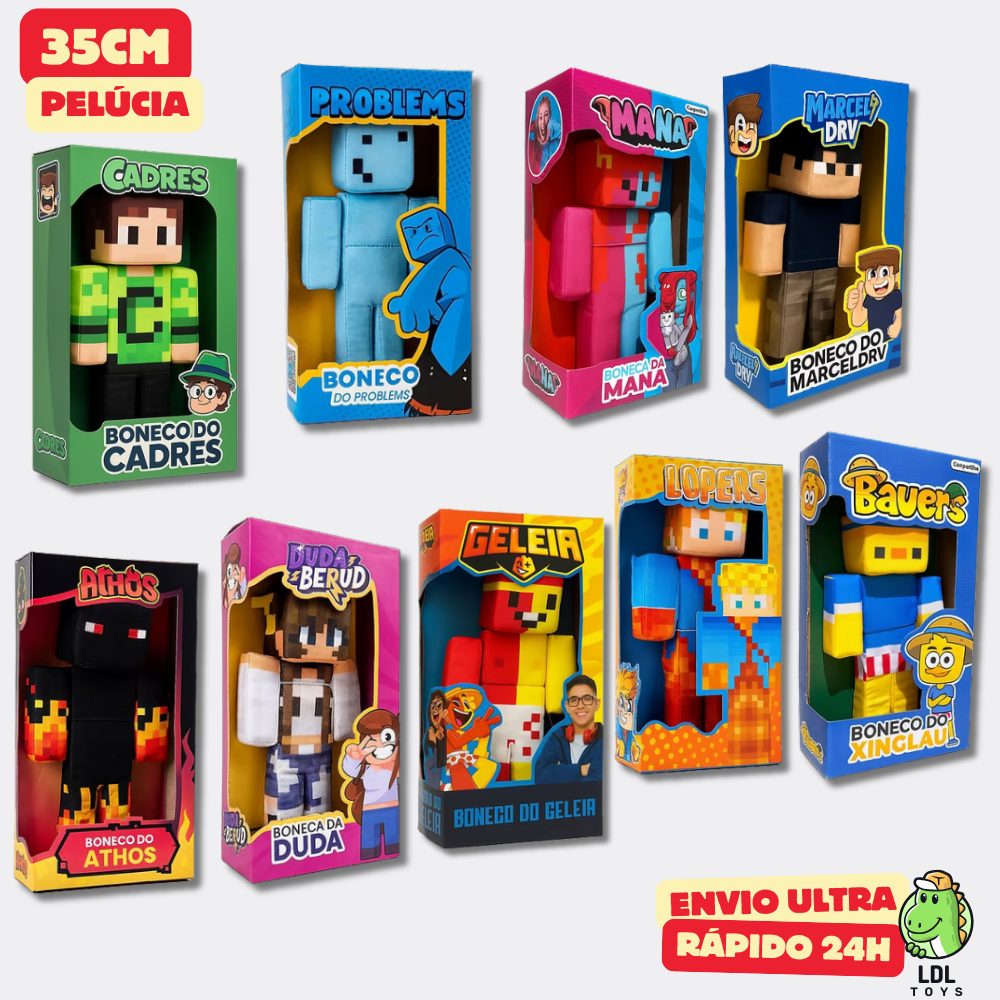 Boneco de Pelúcia Youtuber Gamer 35cm - Athos Mana Lopers Problems Marcelo DRV Duda Berud Cosmo Kids em Oferta na Shopee