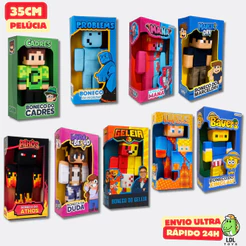 Boneco de Pelúcia Youtuber Gamer 35cm - Athos Mana Lopers Problems Marcelo DRV Duda Berud Cosmo Kids