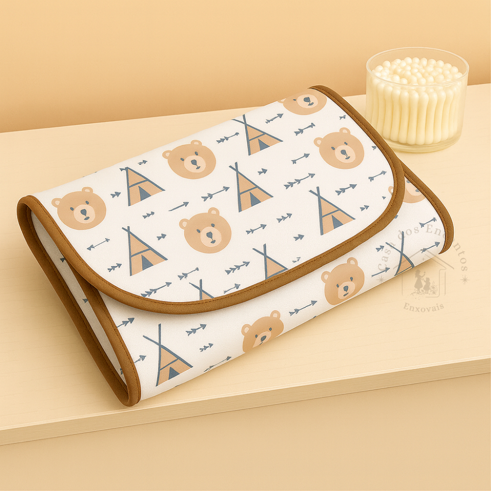 Trocador Carteira Portátil para Bebê – 100% Algodão, Dobrável e Confortável