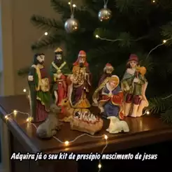 Presépio de Natal completo com cores vibrantes decoração natalina 8 cm 10 pçs