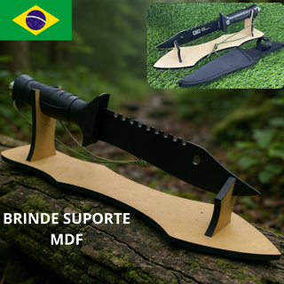 Faca com Cabo Emborrachado + Suporte MDF 6mm + Bainha Top Para Pescaria Acampamento Trilha Top em Oferta na Shopee