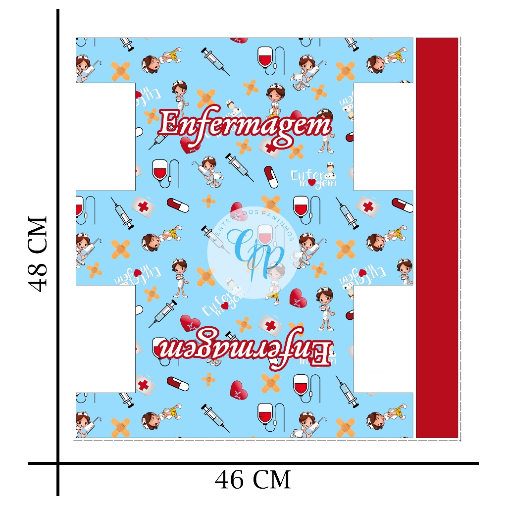 Sintético doll estampado - Painel Necessaire - Enfermagem - fundo azul em Oferta na Shopee