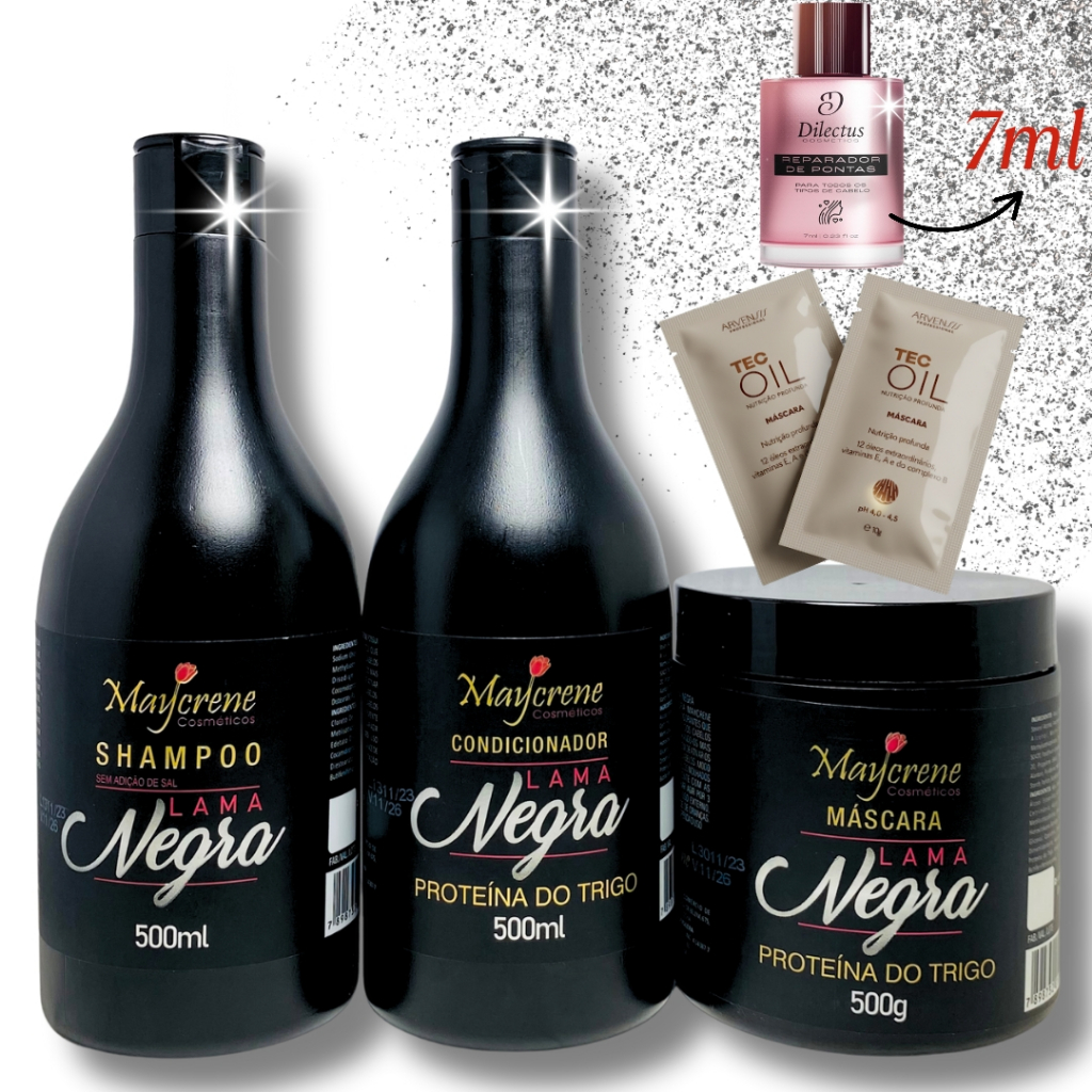 Kit Lama Negra Matizador Tons Escuros Ativador (Shamp + Cond+ Másc)