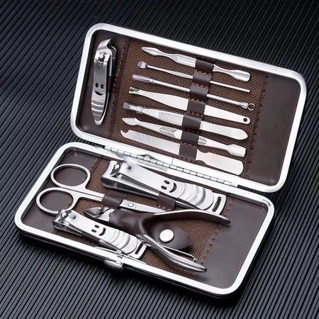 Kit Cortador De Unha Manicure Portatil Estojo Pinca Tesoura C/Organizador de couro de luxo