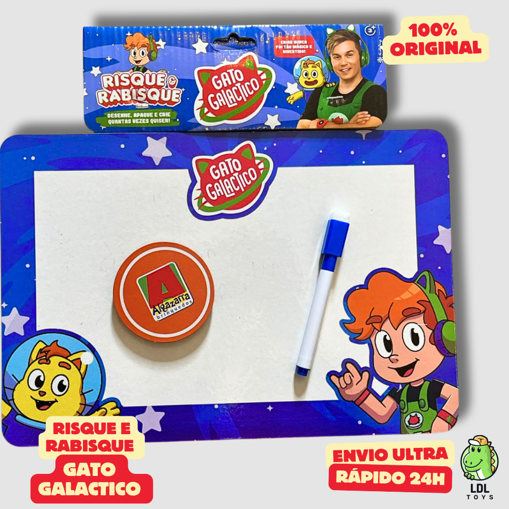 Lousa Mágica Gato Galático Risque e Rabisque com Caneta e Apagador Gamer Youtuber Algazarra em Oferta na Shopee