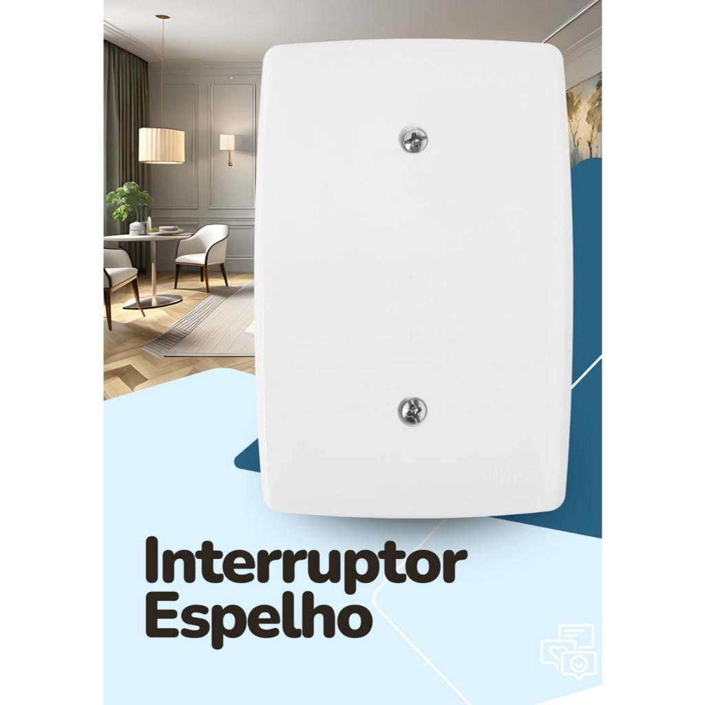 Interruptor Espelho Cego 4x2 Branco Blux Linha Finesse (Tampa Placa Elétrica)