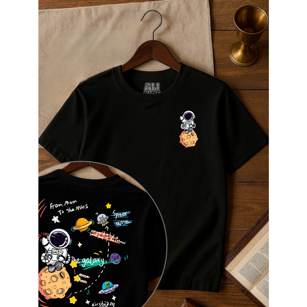 Camiseta 100% Algodão Street Juvenil e Infantil Menino Menina 2 ao 16 anos Astronauta Galaxy para crianças