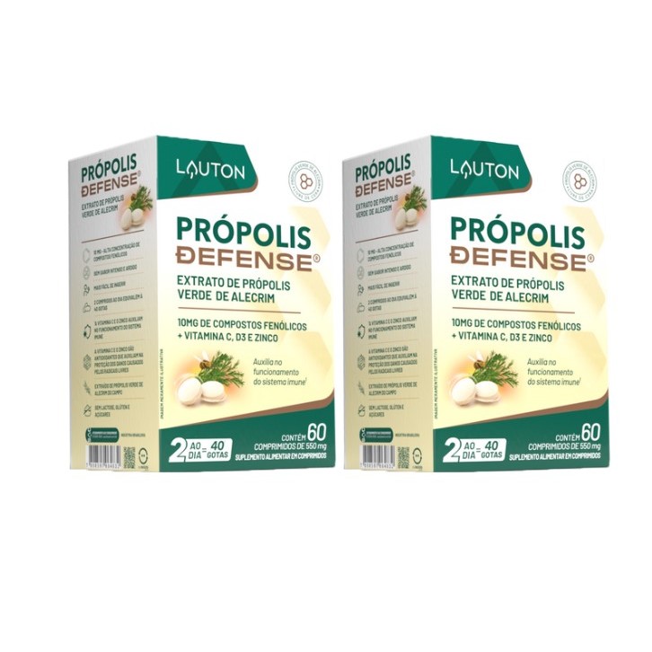 Kit 2x Extrato de Própolis verde de alecrim com vitaminas e zinco (60 cápsulas) - Lauton
