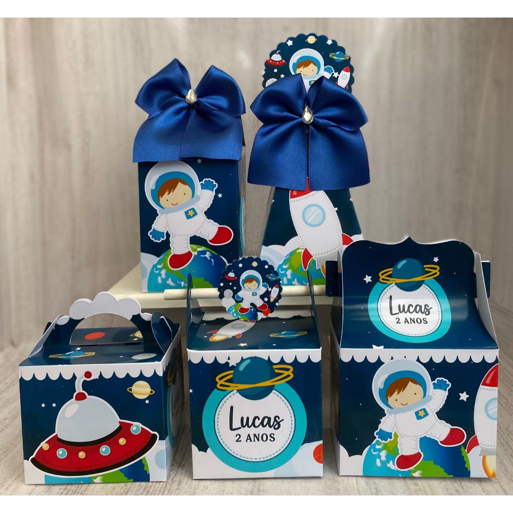 PEGUE E MONTE - Kit Festa Personalizados Astronauta Baby /viagem espacial/foguete/Lembrancinhas Caixinhas para festa