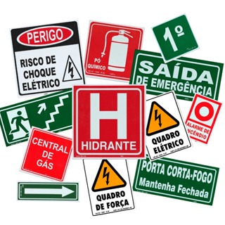 Kit de Placas Sinalização de Emergência Fotoluminescente Equipamentos de Incêndio Rota Fuga Alerta Extintores em Oferta na Shopee