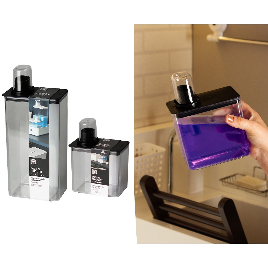 Kit Dispenser Organizador Lavanderia 1,3L 2,6L Amaciante Sabão Líquido Pó Acrílico Premium Paramount em Oferta na Shopee