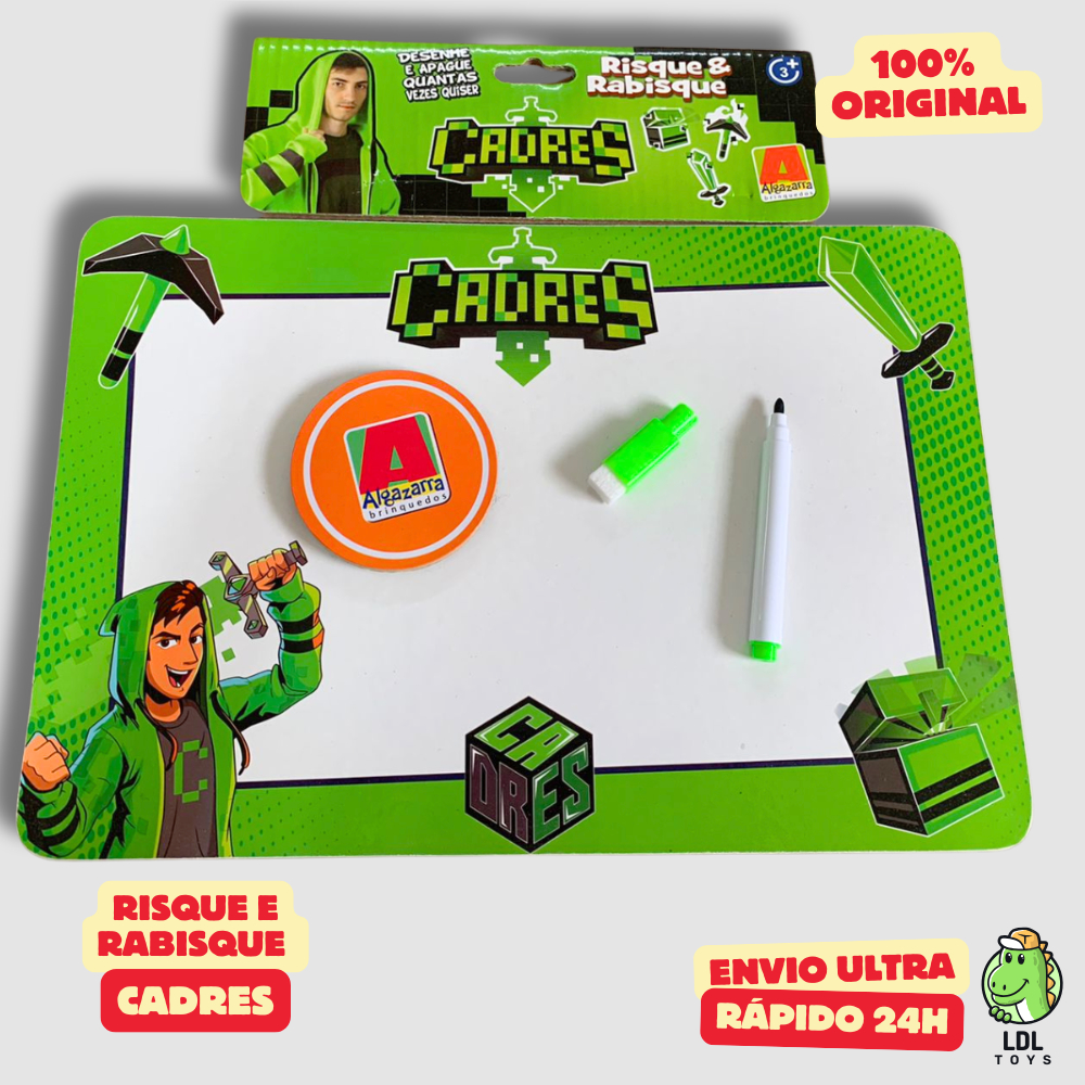 Lousa Mágica Cadres Risque e Rabisque com Caneta e Apagador Gamer Youtuber Algazarra em Oferta na Shopee