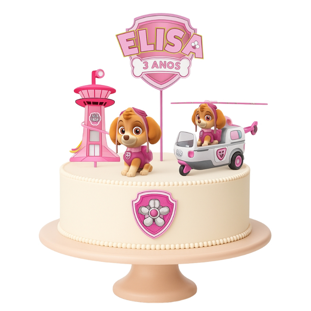 Topo Topper de Bolo Patrulha Canina Syke Personalizado Qualidade Premium em Oferta na Shopee