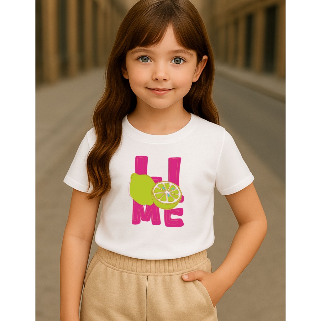 Camiseta Blusa Infantil Menina Estampada Limão Lime 100%algodão