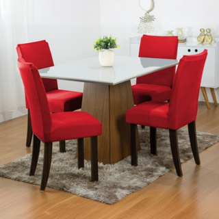 Kit Com 4 Capas Para Cadeira de Jantar Malha Gel/Helanca Com Elástico em Oferta na Shopee