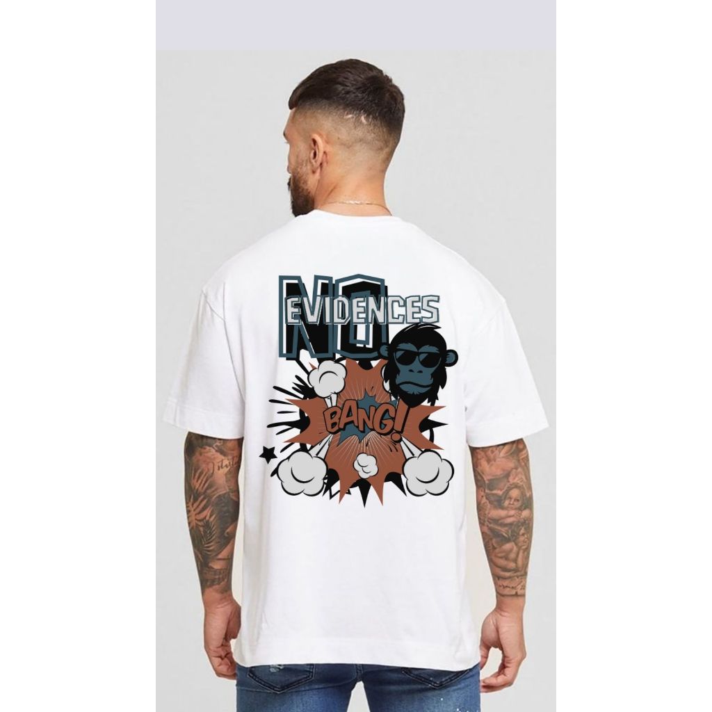 Camiseta No Evidences, blusa branca 100% algodão, camisa masculina e camisa feminina, oversized