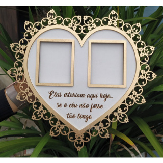 Placa Coração para Homenagem com 2 Fotos em Oferta na Shopee